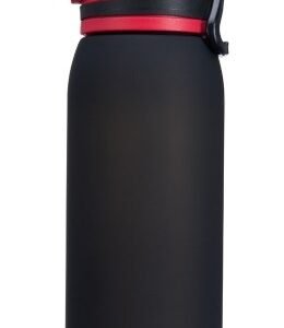 Squeeze plástico fosco de 900ml com tampa de segurança e alça para transporte, disponível em diversas cores e personalizável com logotipo